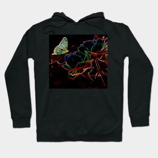 Neon Butterfly with Flowers Hoodie